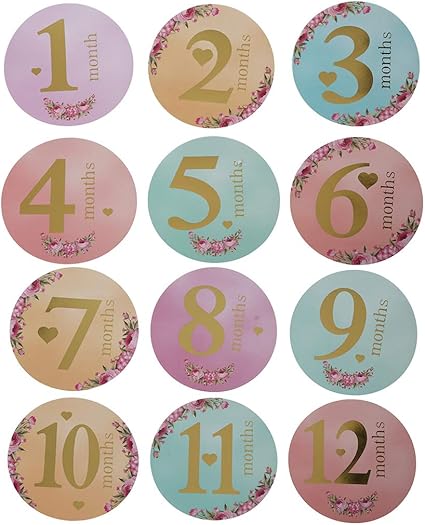 Siwetg 12 Pcs Ensemble Mois Autocollant Bebe Photographie Milestone Memorial Mensuel Nouveau Ne Enfants Carte Commemorative Numero Accessoires Photo Accessoires Amazon Fr Cuisine Maison