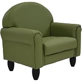 Children's Factory Upholstered Toddler Chair for Classroom, Chair, Sage | 2-in-1 Adjustible Height, Water-Resistant Vegan Leather Kids Chair, Flexible Seating Classroom Furniture, includes 4" Legs