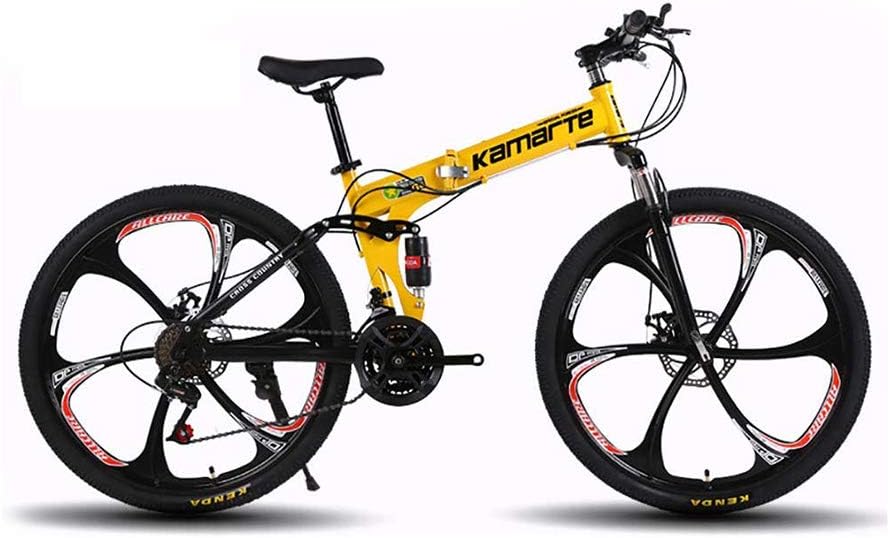 XINGXINGNS 26'' Folding Mountain Bike, 21Speed Dual Suspension Carbon steel Frame Aluminum alloy wheel Great for City Riding and Commuting, Freestyle Kid's Bike for Boys and Girls