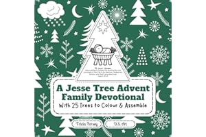 A Jesse Tree Advent Family Devotional with 25 Trees to Colour and Assemble