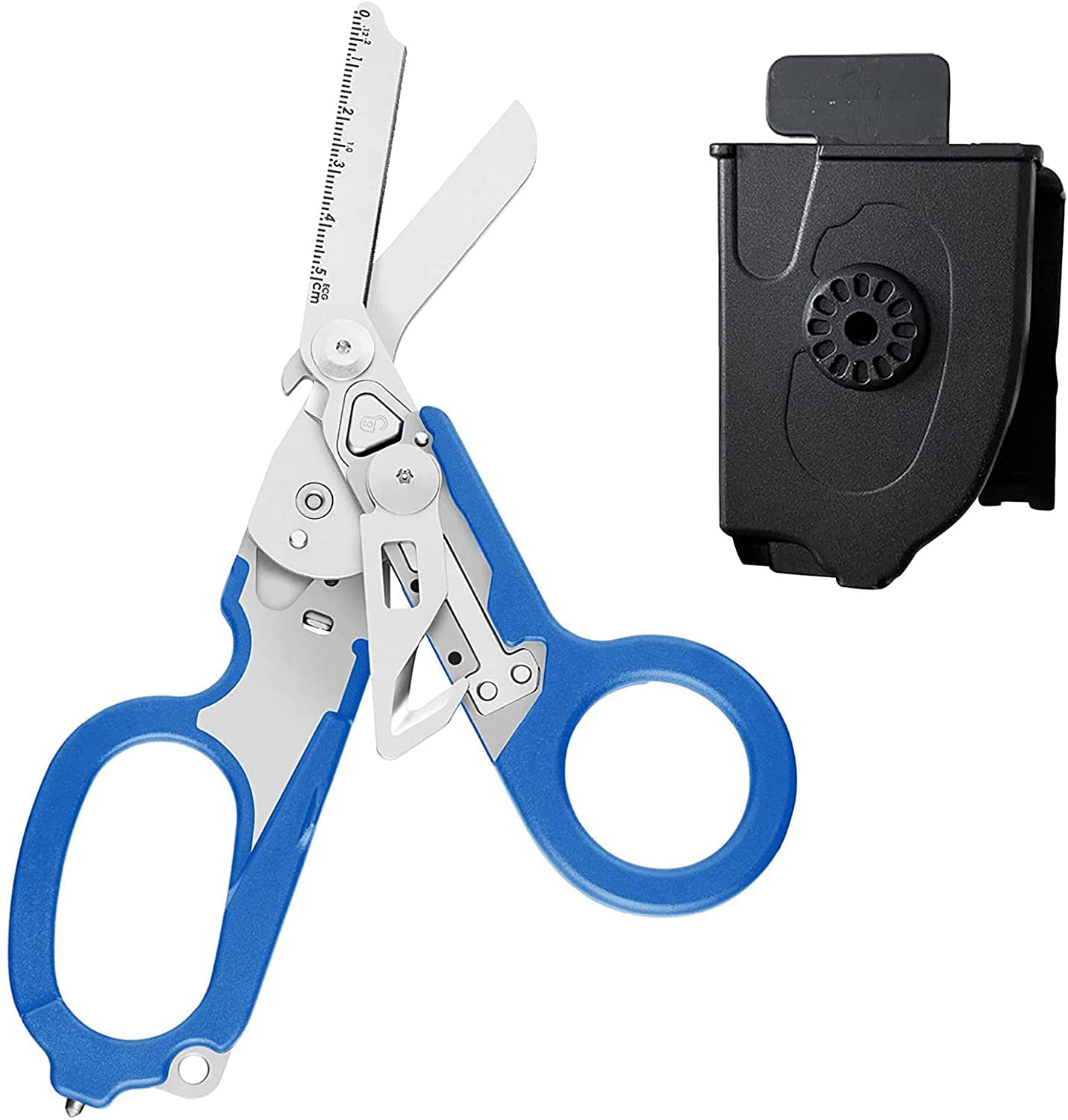 Raptor All-in-One Tactical Scissors, Medical Shears, Ring Cutter, Glass Breaker (Blue Handles)