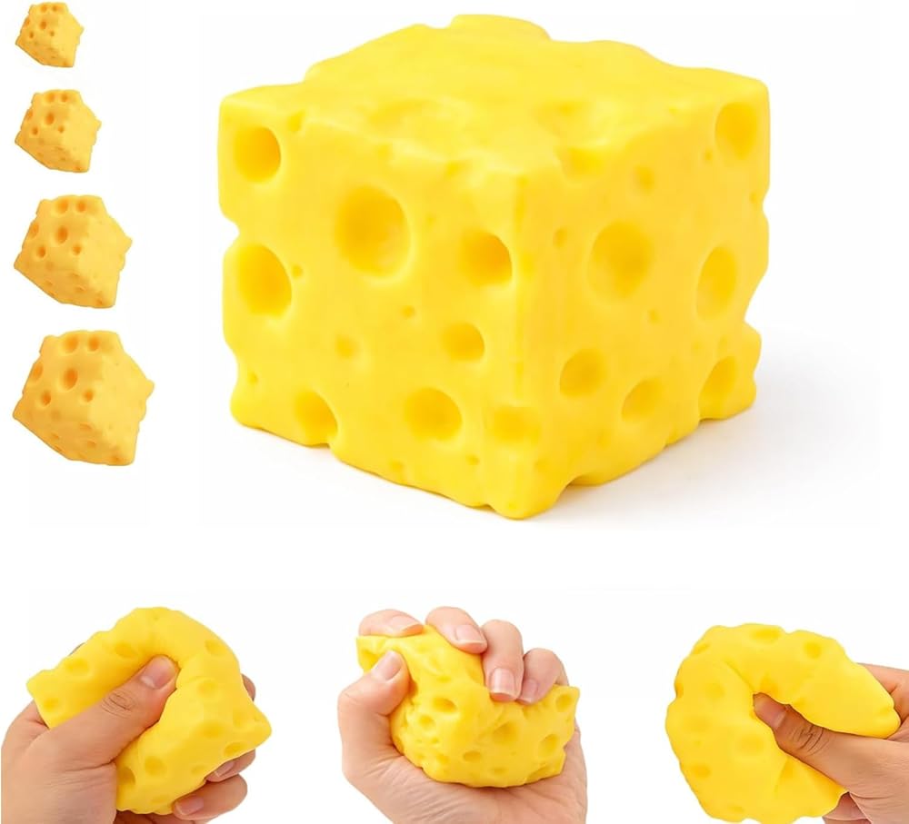Yellow Cheese Squishy Slow Rising, 2026 New Extra Large Squishy Squeeze Cheese Block, Soft Novelty Toy, Stress Balls for Adul