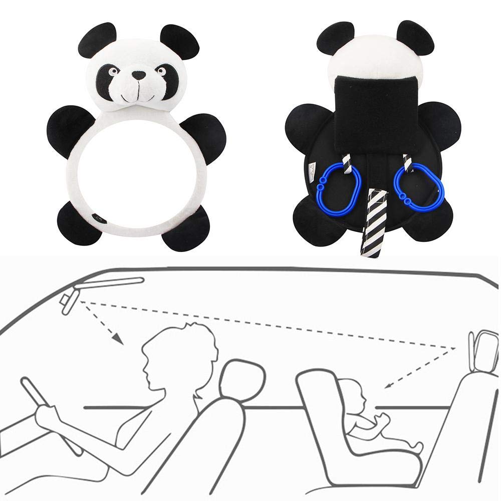 Volwco Miroir De Siege De Voiture Pour Bebe Incassable Pour La Vue Arriere Face A La Banquette Arriere Jouet En Peluche Pour Bebe Animal Reglable Mignon Moniteur Pour Enfant Miroirs Auto Bebes