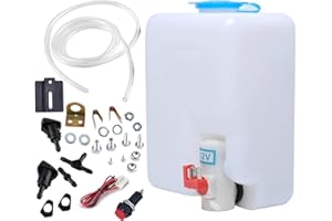 WADOY 12V Universal Car Windshield Washer Pump System with Jet Button Switch 160186 Reservoir Tank Bottle Kit Universal Windshield Washer Kit
