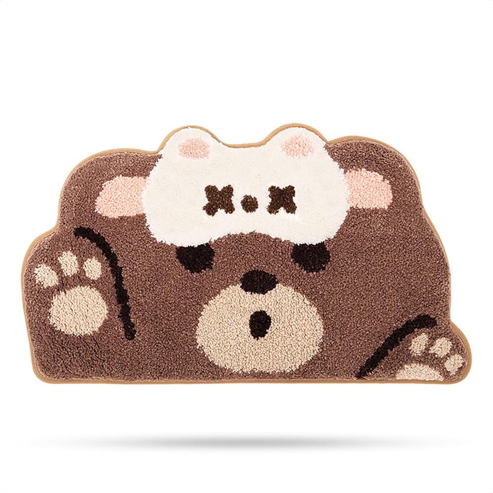 Molesun Cute Bear Bath Mat, Plush Microfiber Bathroom Rug Water Absorbent Bath Rug Non-Slip Soft Shower Rug Thick Shaggy Animal Floor Mats, Machine Washable, Bear, 18" x 30" — image 1