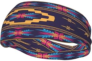 Qchaor Native American Southwestern Navajo Art Fashionable Sports Decoration, Sweat Resistant Headband, Hair Band, Breathable Sweat Wicking Fitness Equipment Headbands for Women Men, Black