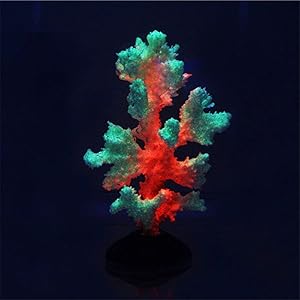 Danmu 1pc Glowing Effect Artificial Coral Plant Ornaments, Aquarium Coral Decor for Fish Tank Aquarium Decoration (Red)