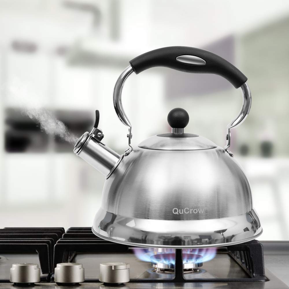 QuCrow Whistling Tea Kettle with HeatProof Handle, Kitchen Grade