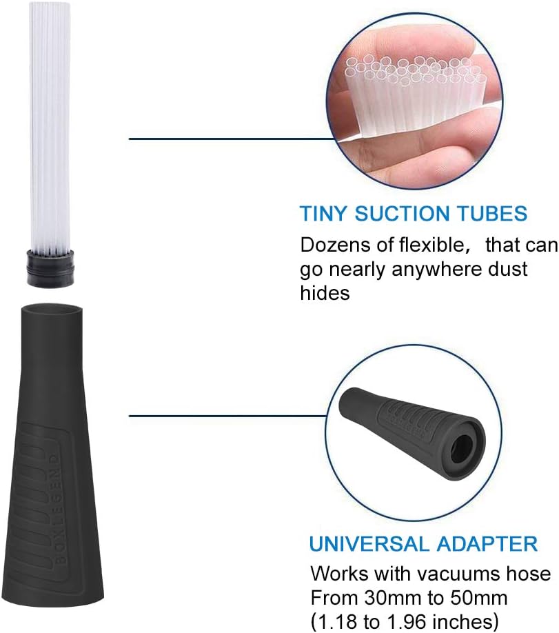 PetOde Universal Vacuum Attachment Dusty Brush Dust Cleaning Sweeper Vacuum Duster Attachment with Universal Adapter Flexible Tiny Tubes Dust Daddy -