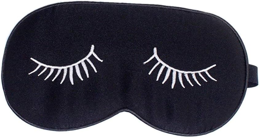 Kaptin Negro Mascara De Dormir De Seda Natural Suave Venda Mejor Dormir Antifaz Para Viajes Pan Meditacion Con Correa Ajustable Para Adultos Y Ninos Patrones De Pestanas 2 Unidades Amazon Es Hogar