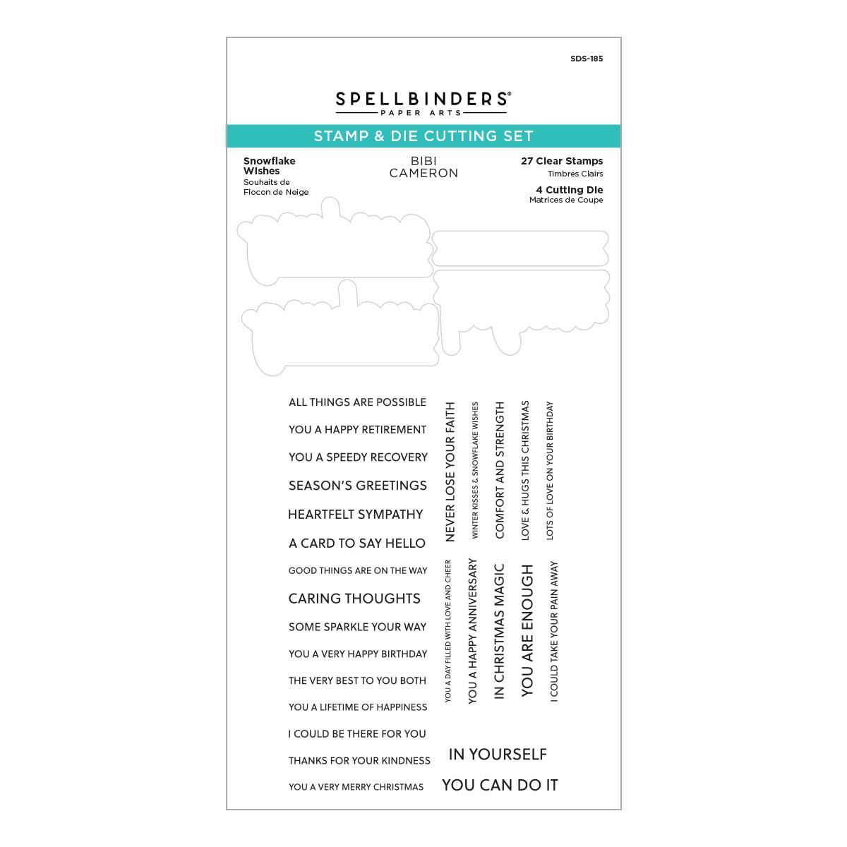 Spellbinders Snowflake Wishes Clear Stamp & Die Set from the Bibi's Snowflakes Collection by Bibi Cameron