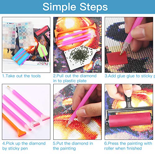 5D Diamond Painting Tools, Rhinestone Painting Accessoies for Adults, Crystal Cross Stitch Kit with Roller, 56 Slot Diamond Beads Storage Box DIY Craft Set for Kids by INFELING - Thumbnail 6
