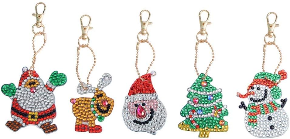 Blanchel Christmas Theme Handmade Ornaments DIY Diamond Painting car Keychain car Pendant Mosaic Production Supplies kit