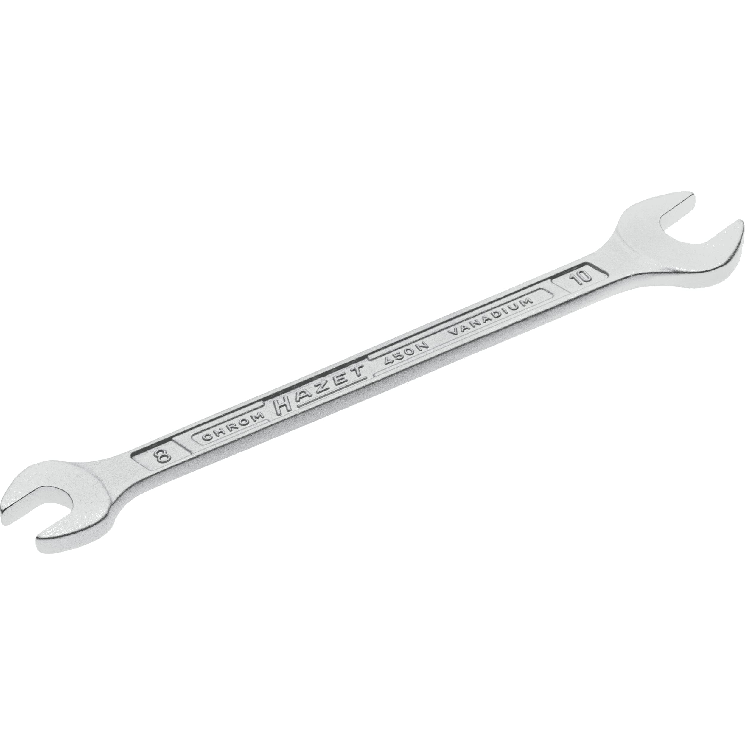 HAZET 450N-8X10 140.1 mm Hexagon Profile Double Open-End Wrench - Chrome-Plated