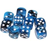 Yiotfandoll 10PCS Polyhedral Dice D6 Dice 16mm Acrylic Dice Game Dice for RPG MTG DND Dice Table Games (Blue Black)