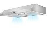 30 Inch(750mm) Under Cabinet Vent Hood with Brighten Light | 550 CFM Large Flow| Ducted/Ductless Range Hood with Charcoal Filter| 3- Speed Touch Control | 6-Layers Grease Filters|