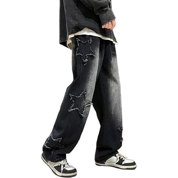 Amazon.com: POOPMOOM Y2k Star Pants Baggy Jeans Grunge Wide Leg