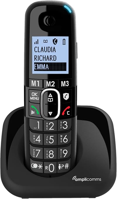 Amplicomms BigTel 1500 Cordless Big Button Phone for Elderly - Hearing Aid