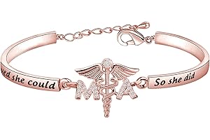 CHOORO MA Medical Assistant Gift MA Bracelet for Medical Assistant Appreciation She Believed She Could So She Did Zircon Bracelet
