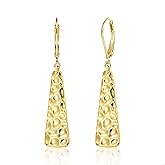 ALEXCRAFT 925 Sterling Silver Dangle Earrings for Women, 14K Gold Plated French Leverback Earrings, Hypoallergenic Lightweight Statement Hammer Square Bar Long Drop Earing for Women Trendy Jewelry