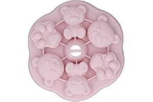 Silicone Jelly Molds, Non-Stick Easy Release Reusable Silicone Mold, Bear and Cat Design, 6x5.7in for DIY Baking, Kids Party,