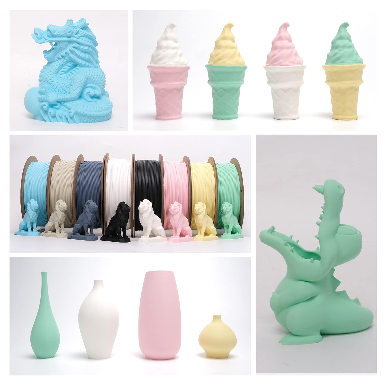 eSUN Upgraded Matte PLA Filament 1.75mm, Matte PLA 3D Drucker Filament, glanzfreie Farbe, mattierte Textur, 1KG pro Spule, 2 Spulen für 3D Drucker, Helles Khaki 7