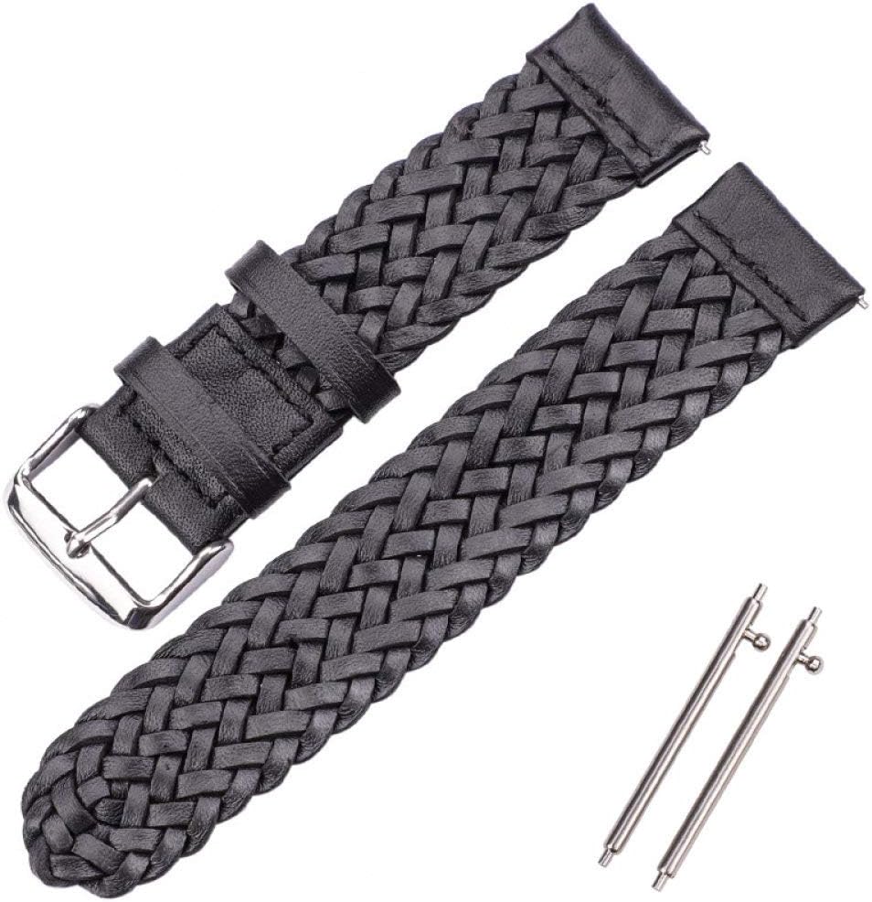 DDAWY Men Women Smart Watch Watchband, 22mm 24mm Fashion Weave Leather Watch Band Strap for Samsung Galaxy 46mm Gear S3