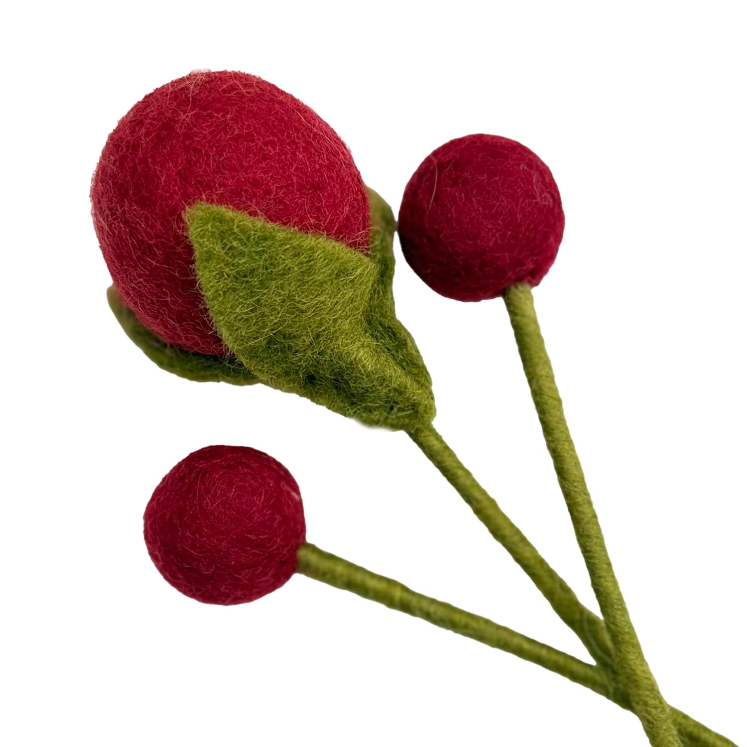 your castle Felt Flowers Handmade Decorative Flowers for Individual Creations, Sustainable Gift, Fair Trade, Realistic Artificial Flowers, Pack of 3 in Dark Red