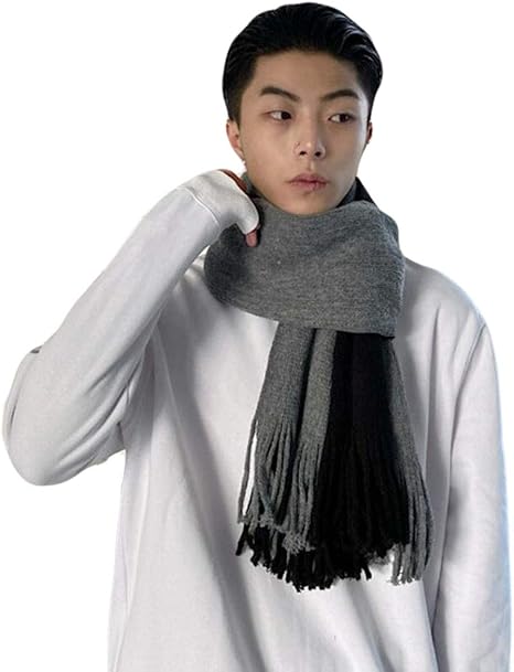 Amazon Ppeireeマフラー メンズ ニット 冬服 カップル スカーフ フリンジ付き ストール 切り替え ショール カジュアル ニットマフラー あったか 学生 プレゼントaf ストール マフラー 通販