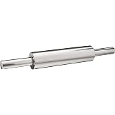 Fox Run Stainless Steel Rolling Pin With Handles, 18" x 2.6" x 2.8" Roller | Easily Roll &amp; Flatten Dough For Baking | Nylon Bearings For Smooth Rolling | Durable &amp; Sleek Stainless Steel Rolling Pin