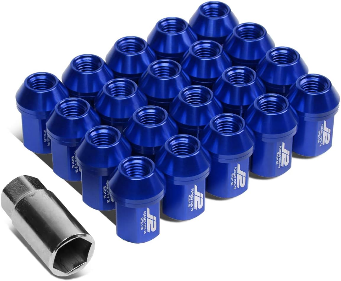 J2 Engineering LN-T7-006-15-BL Blue 7075 Aluminum M12X1.5 20Pcs L: 35mm Close End Lug Nut w/Socket Adapter