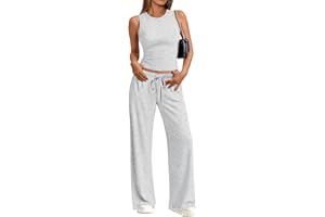 Trendy Queen Womens 2 Piece Outfits Sweatsuit Lounge Sets Sleeveless Tank Tops Summer Vacation Wide Leg Pants Tracksuits