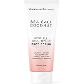 Gentle & Brightening Face Scrub with Sea Salt & Coconut – Exfoliates, Hydrates & Reduces Blemishes – Balancing Facial Cleanser for All Skin Types – 5.1 fl oz