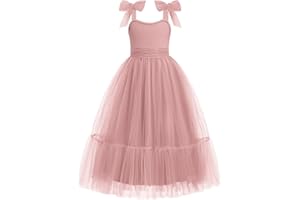 Arshiner Girls Dresses Summer Sleeveless Bow-Tie Straps Birthday Party Long Tulle Dress