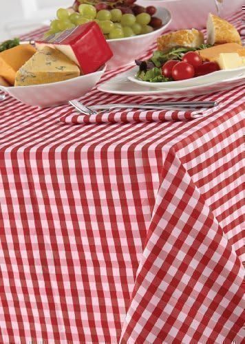 Country Look Gingham Cherry 69in (175cm Diameter) Round Tablecloth