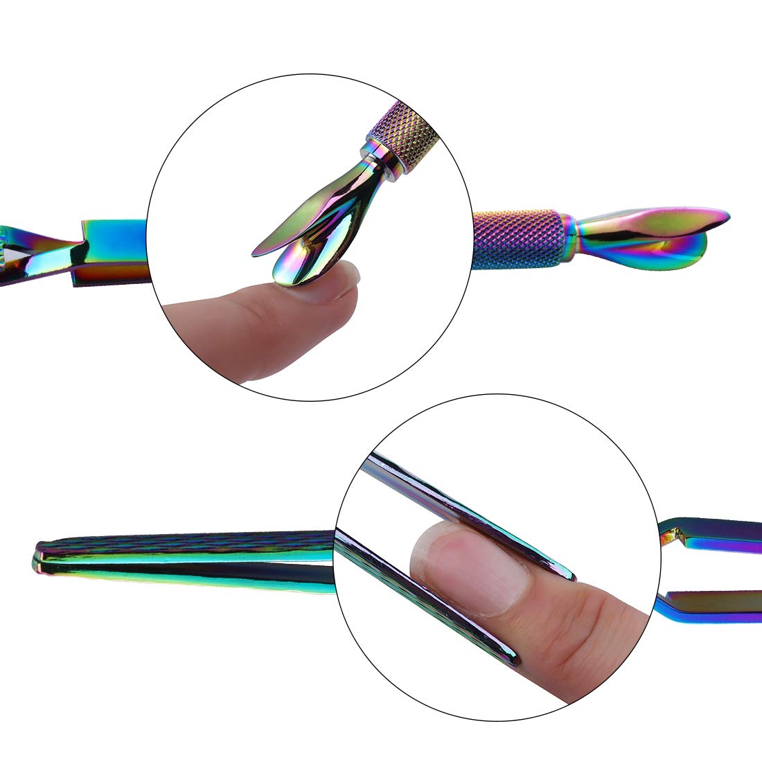3 Way Magic Multi-Functional Manicure Pedicure C-curve Pinching Tool Cuticle Pusher Nail Art Pincher for Acrylic UV Gel Nails, NAT176 (Colorful): Beauty