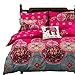 Vaulia Boho Bedding Lightweight Microfiber Duvet Cover Set, Bohemia Exotic Patterns Design, Bright Pink - King Size 3-Piece Set (1 Duvet Cover 2 Pillow Shams)