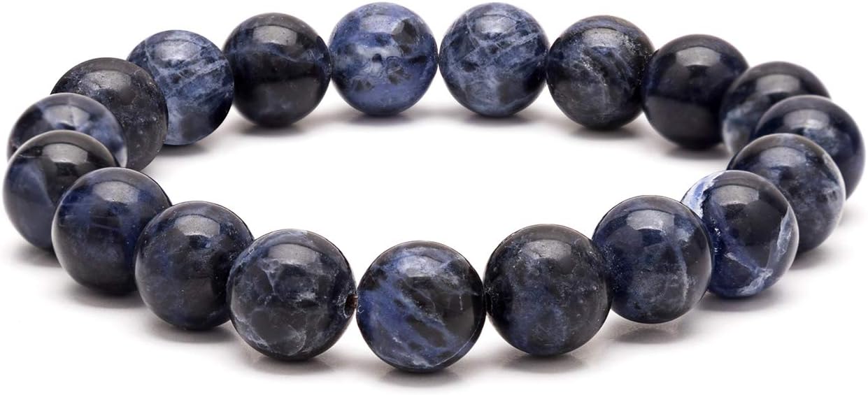 eletout Handmade 10mm Round Natural Semi Precious Gemstone Beaded Stretch Solid Color Bracelets