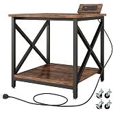METYERRY 24"x23.6" Large Printer Stand with Power Outlet | 2 Tier Storage Shelf, 200 lbs Heavy Duty, Industrial Wheels,Fits 3D Printers,Laser Printers and Heat Press,Home Office