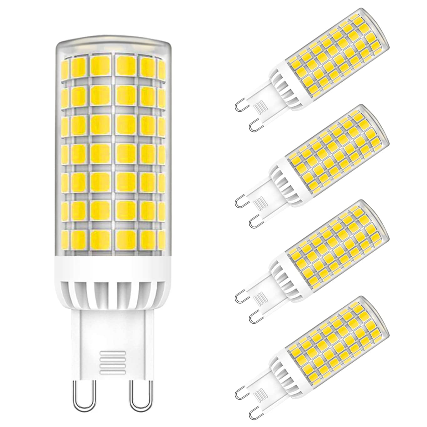 MAYCOLOR G9 LED Light Bulb 9W Equivalent to 75W, Cool White 6000K, 750 LM, G9 Corn LED Light Bulb for Chandeliers, Crystal Chandeliers, Not Dimmable, 4 Pack