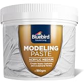 Bluebird Thick Modeling Paste White 5.3 Oz / 150gm - High Density, Acrylic Medium for Texture, Thickness, and Dimension Additive