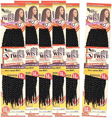 [6 Packs Deal!] Inspire Beyonce Braid Style-Senegalese Twist Braid14"-Kanekalon&amp;Toyokalon 14''-Eve-African Nature Braid MEDIUM - INTM (1B)