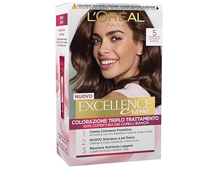 Loréal Paris Excellence Creme Tinta Colorante Con Triplo Trattamento Avanzato Copre I Capelli Bianchi 5 Castano Chiaro