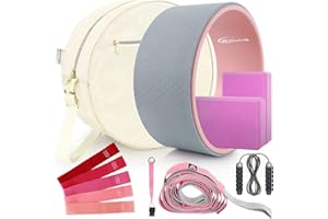 WYRJXYB Yoga Wheel Set 11-in-1,Back Roller & 2 Blocks with Strap,Resistance Bands,Jump Rope,Carrying Bag,Perfect Yoga Back Wheel Accessory Starter Kit for Beginner, Stretching, Improving Backbends