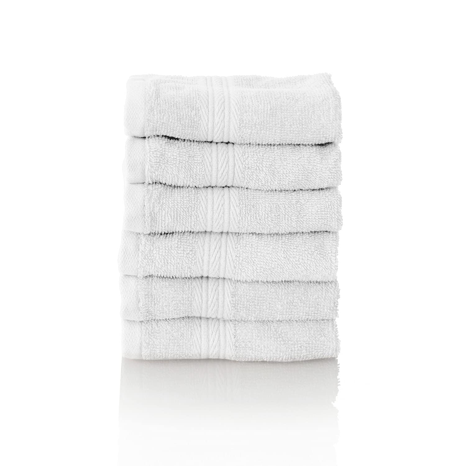 ALCLEAR set of terry hand towels, range of soft and highly absorbent towels, OEKOTEX 100 certified, 5 colours & 5 sizes, colour: WHITE, 6 x face towels 30 x 30 cm