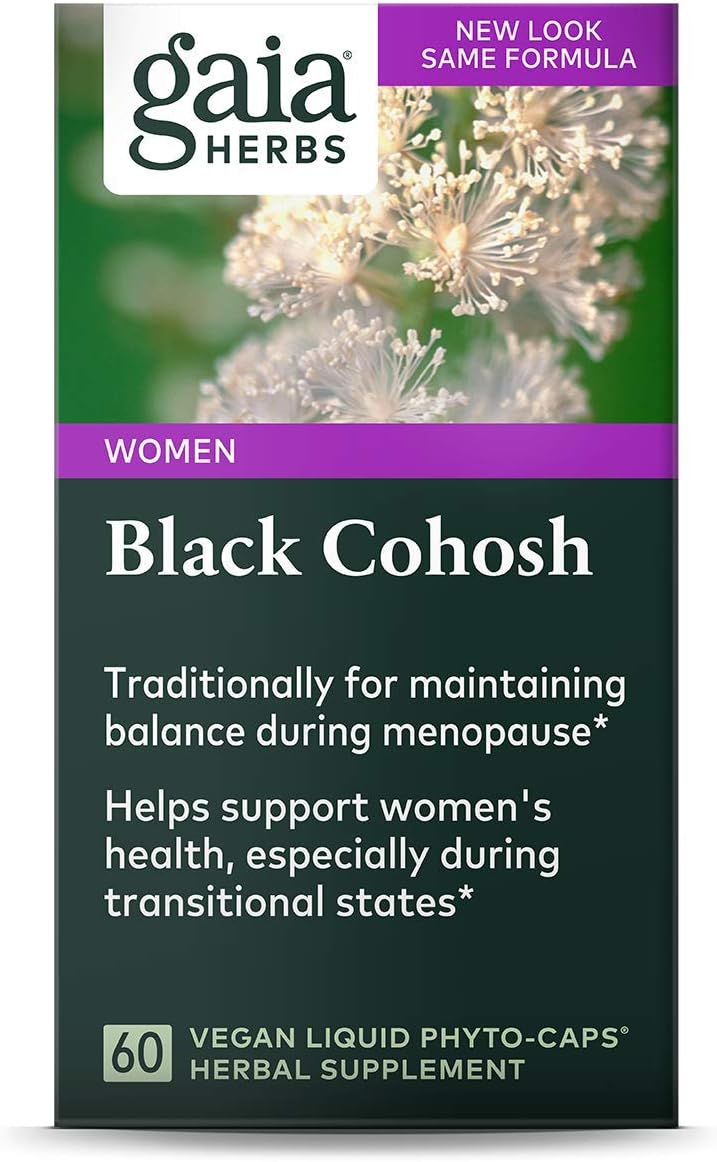 Gaia Herbs Black Cohosh, Vegan Liquid Capsules, 60 Count - Supports Healthy Menopause Transitions and Female Reproductive Function, 400mg Black Cohosh Root Extract: Health & Personal Care