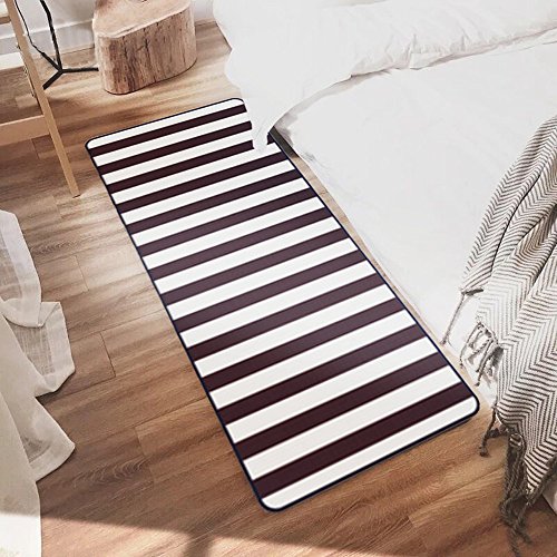 Ustide Black and White Stripe Rugs Washable NonSlip Rug for Kitchen/ Bathroom/ Entry Way