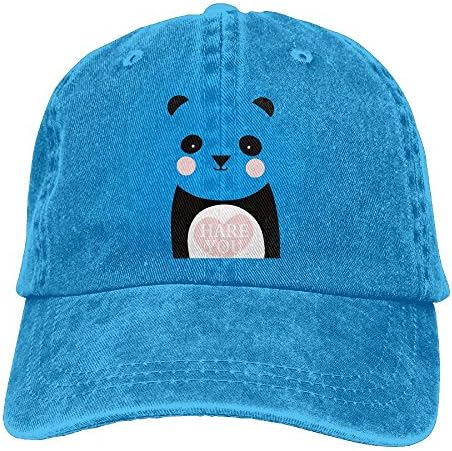 MISSNA Unisex Cute Panda Hug Heart Hare You Cotton Baseball Cap Vintage Snap Cap Hats Adjustable