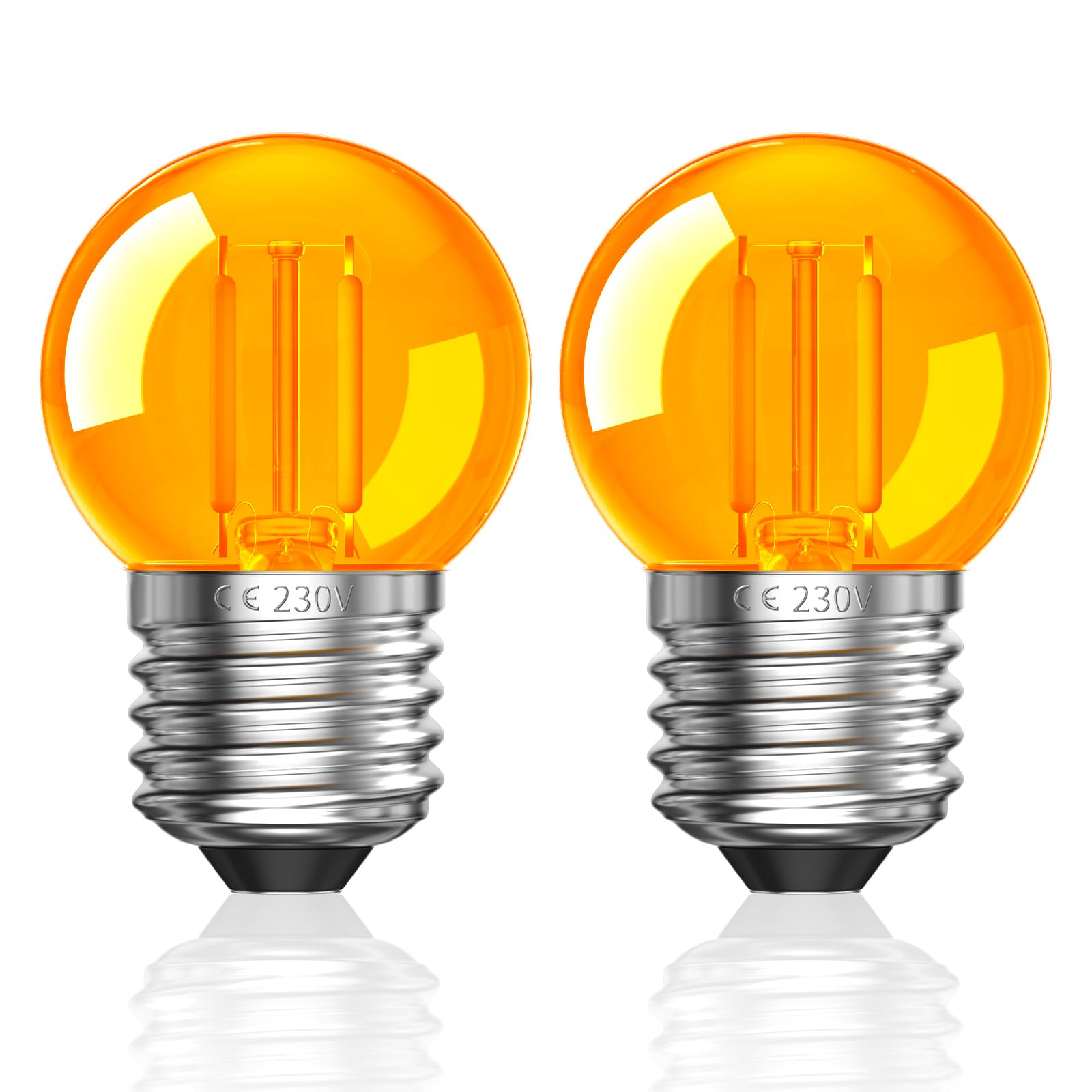 Luxvista 2W E27 LED Vintage Night Light Bulbs,G40 E27 Edison Screw Bulb,2000K Amber Dim Light Bulbs for Lamps Nighttime Healthy Sleep and Baby Nursery Light,Equivalent 40-60W,Non-Dimmable,2-Pack