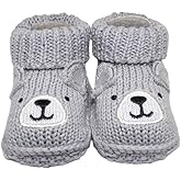 Shag Wear Newborn Baby Bear Knit Socks Grey Gender Neutral Soft and Cozy Folded Cuff 100% Cotton